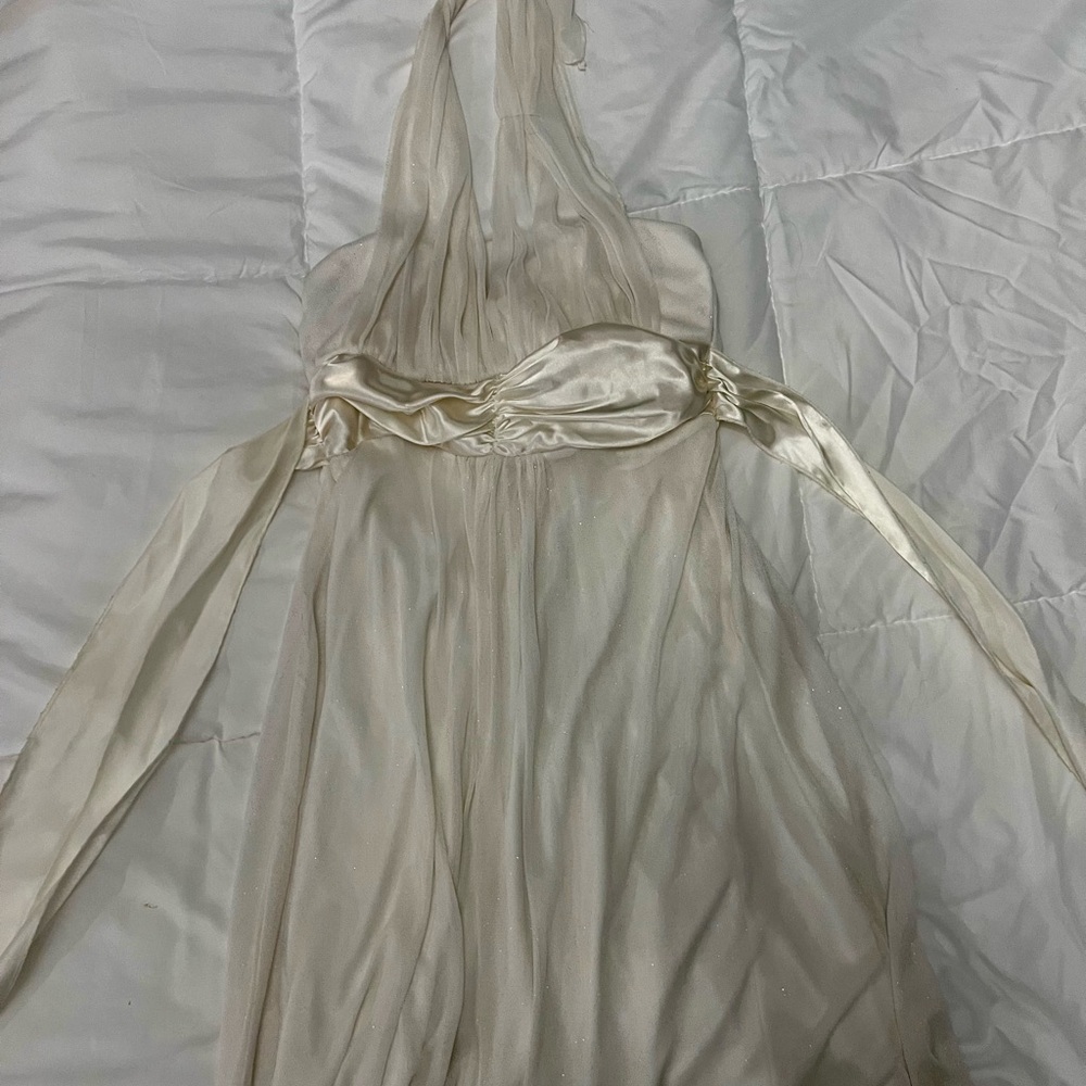 Elegant Cream Halter Dress